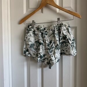 Reformation tiger print green and white shorts